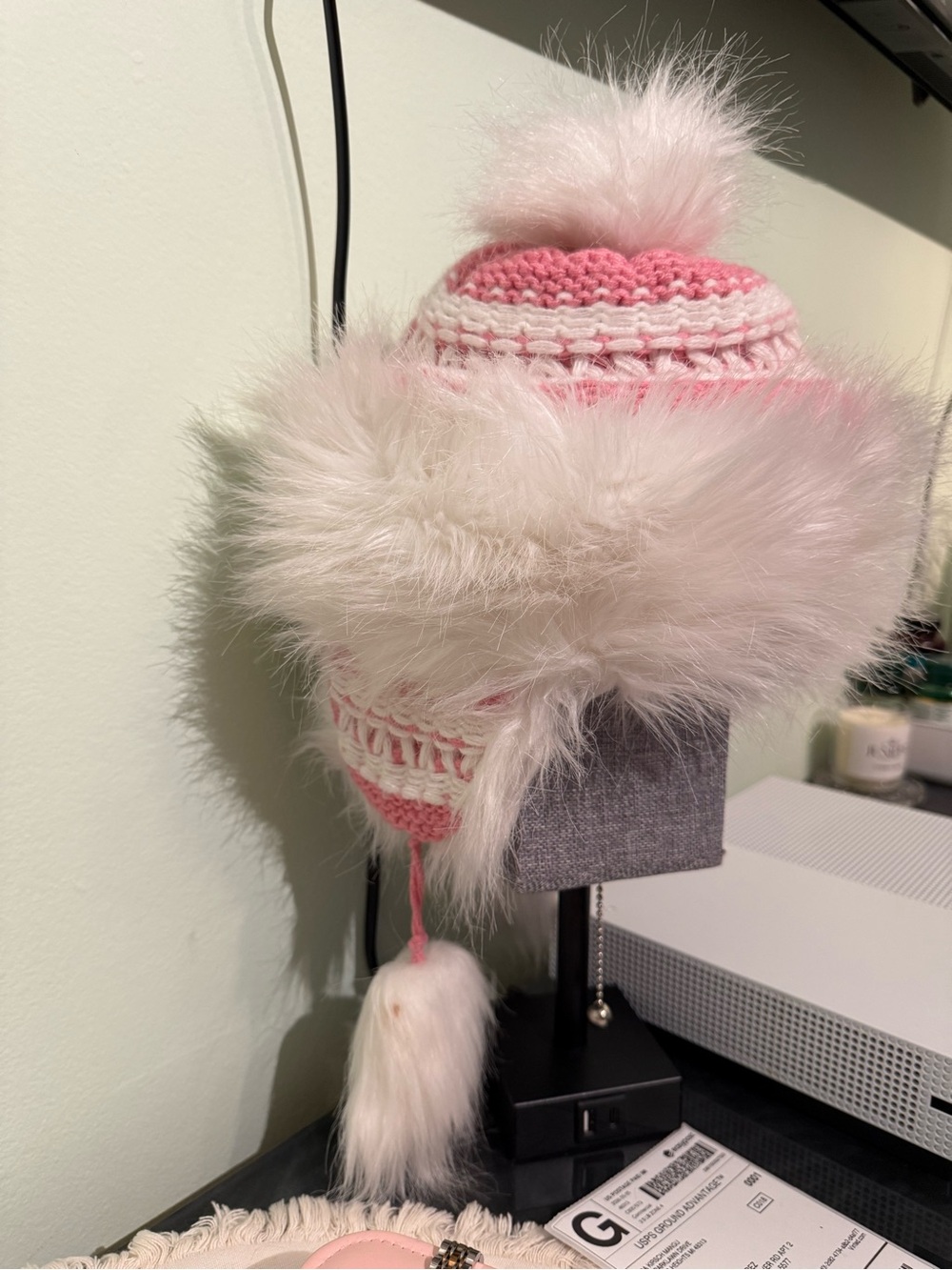 Pink Faux-Fur Pom Pom Winter Hat